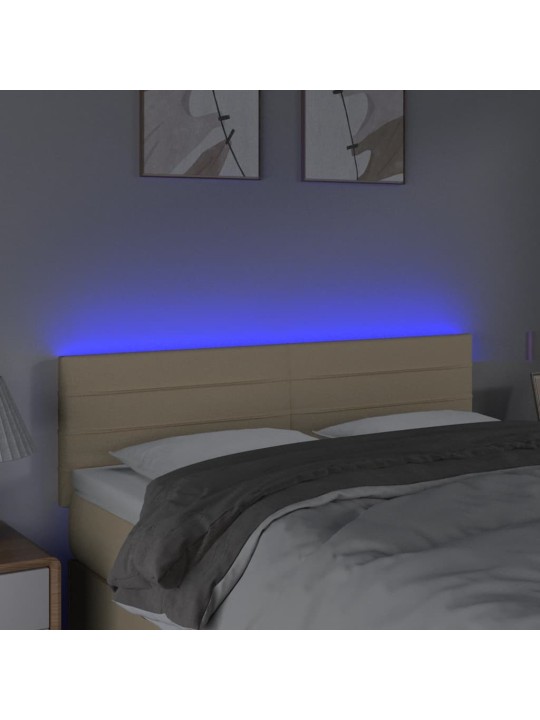 Čelo postele s LED krémové 144x5x78/88 cm textil