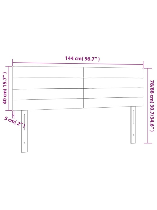 Čelo postele s LED krémové 144x5x78/88 cm textil