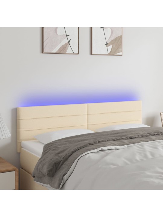 Čelo postele s LED krémové 144x5x78/88 cm textil