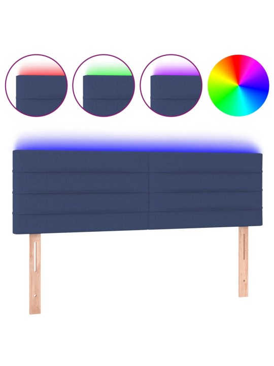 Čelo postele s LED modré 144x5x78/88 cm textil