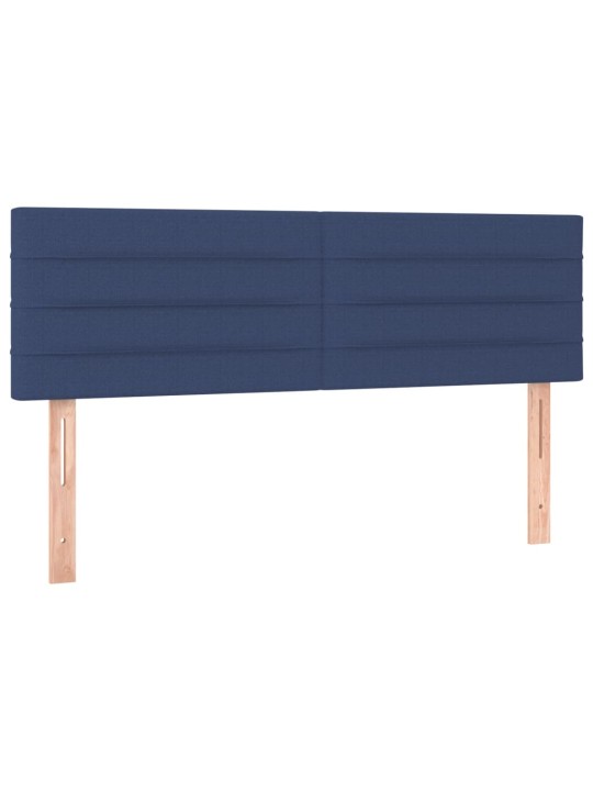 Čelo postele s LED modré 144x5x78/88 cm textil