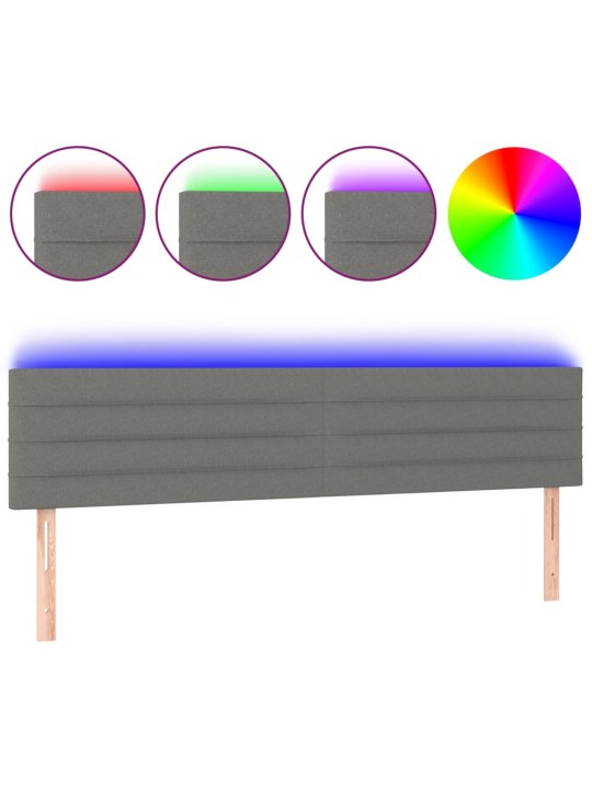 Čelo postele s LED tmavě šedé 160x5x78/88 cm textil