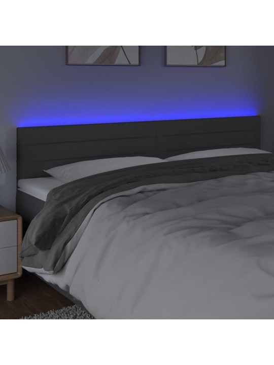 Čelo postele s LED tmavě šedé 160x5x78/88 cm textil
