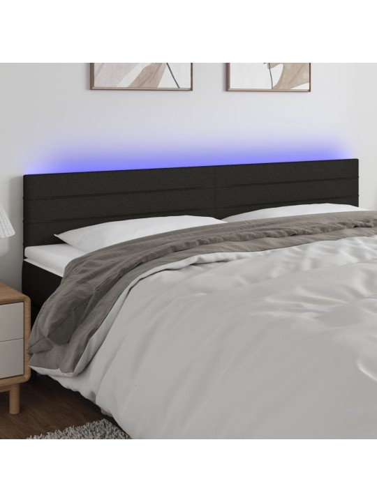 Čelo postele s LED černé 180x5x78/88 cm textil