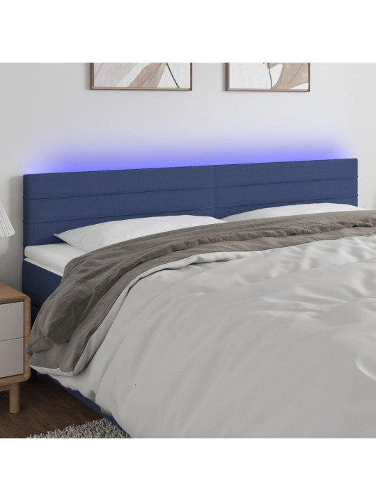 Čelo postele s LED modré 180x5x78/88 cm textil