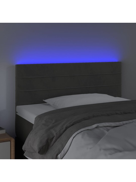 Čelo postele s LED tmavě šedé 80 x 5 x 78/88 cm samet