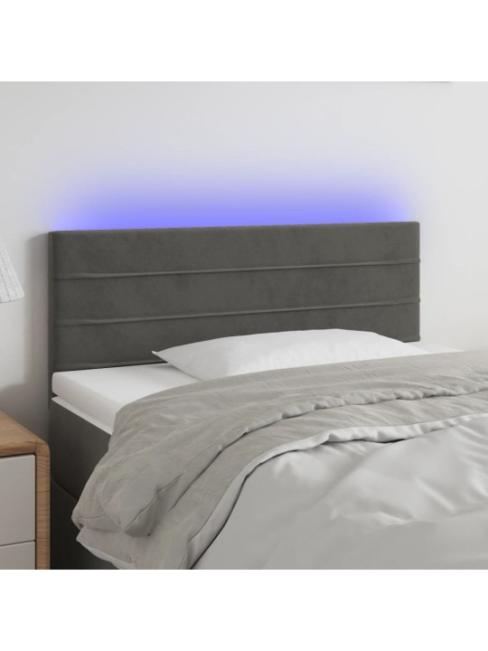 Čelo postele s LED tmavě šedé 80 x 5 x 78/88 cm samet