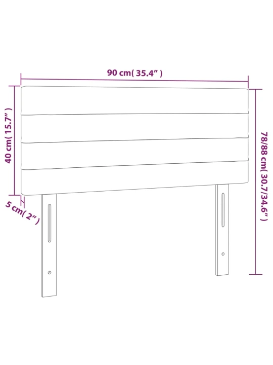 Čelo postele s LED růžové 90x5x78/88 cm samet