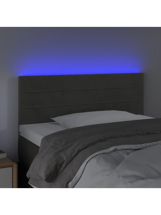 Čelo postele s LED tmavě šedé 100x5x78/88 cm samet