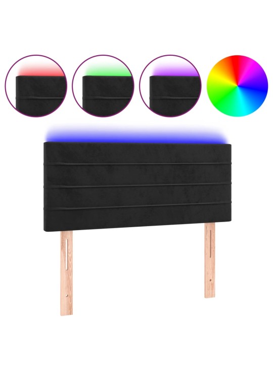 Čelo postele s LED černé 100x5x78/88 cm samet