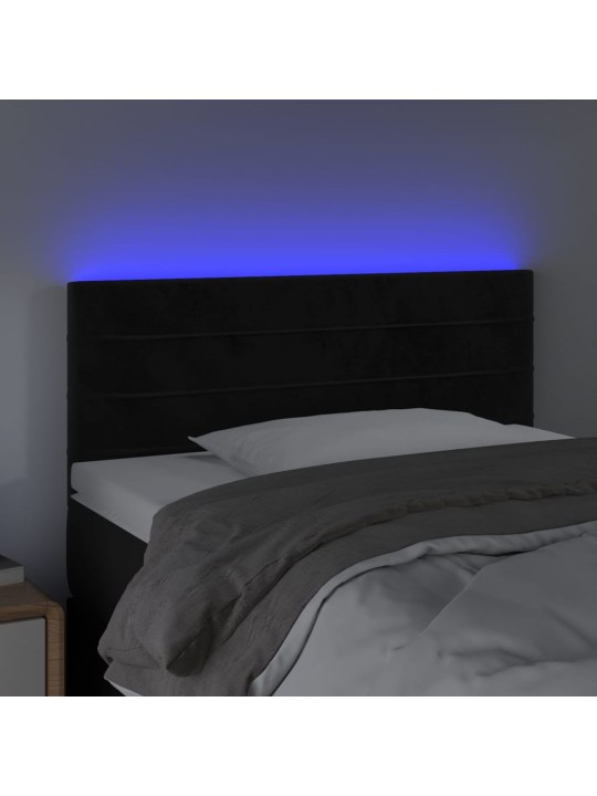 Čelo postele s LED černé 100x5x78/88 cm samet