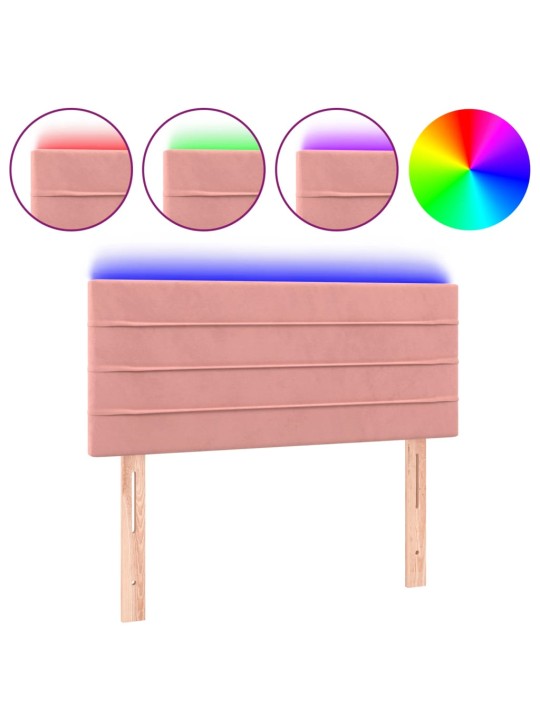 Čelo postele s LED růžové 100x5x78/88 cm samet