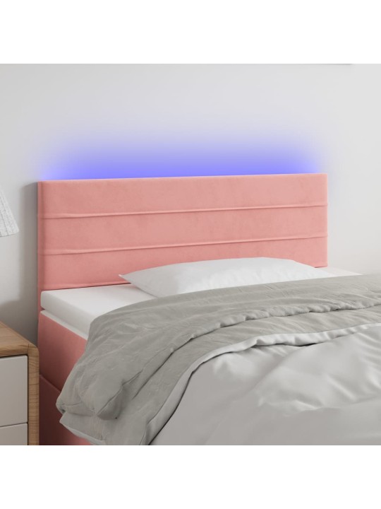 Čelo postele s LED růžové 100x5x78/88 cm samet