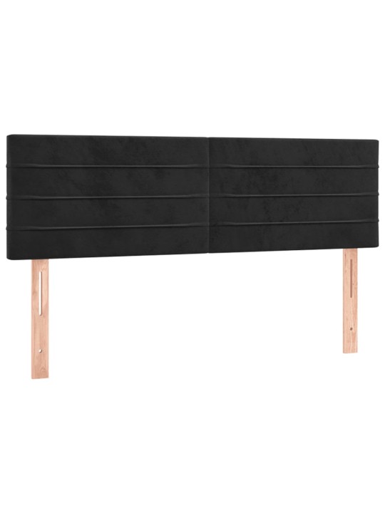 Čelo postele s LED černé 144x5x78/88 cm samet