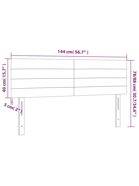 Čelo postele s LED černé 144x5x78/88 cm samet