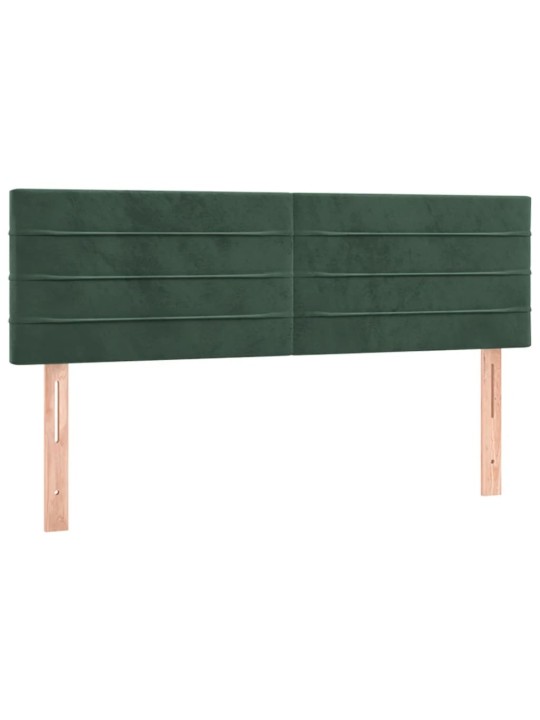 Čelo postele s led tmavě zelené 144x5x78/88 cm samet