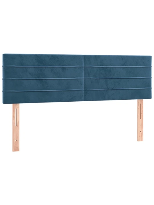 Čelo postele s led tmavě modré 144x5x78/88 cm samet