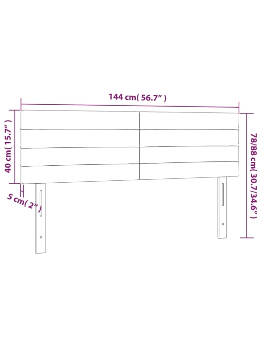 Čelo postele s led tmavě modré 144x5x78/88 cm samet