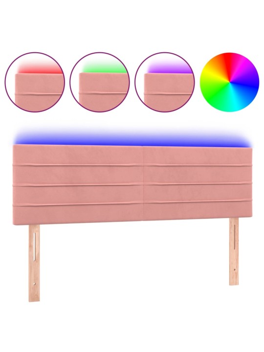 Čelo postele s LED růžové 144x5x78/88 cm samet