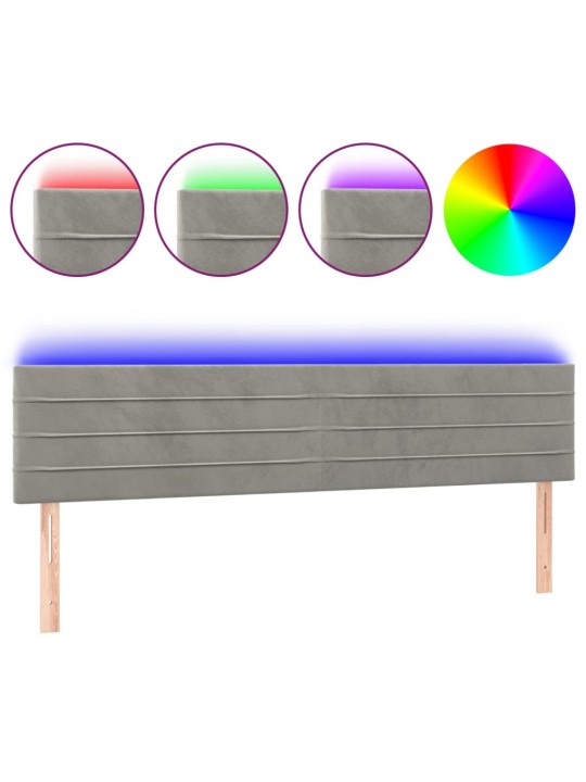 Čelo postele s LED světle šedé 160x5x78/88 cm samet