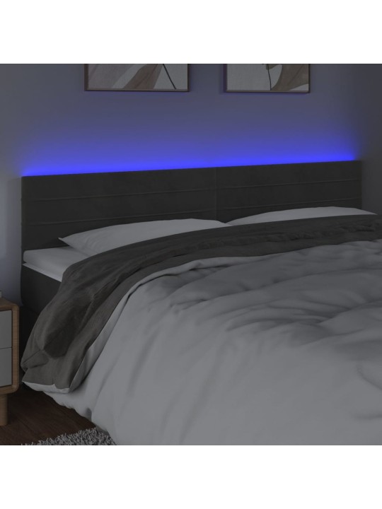 Čelo postele s LED tmavě šedé 160x5x78/88 cm samet