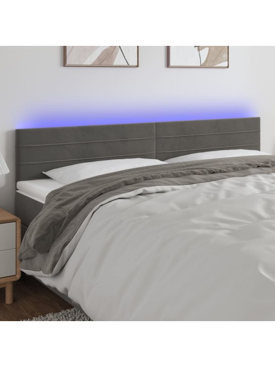 Čelo postele s LED tmavě šedé 160x5x78/88 cm samet