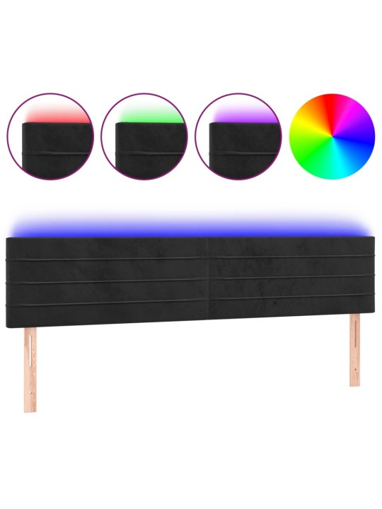 Čelo postele s LED černé 160x5x78/88 cm samet