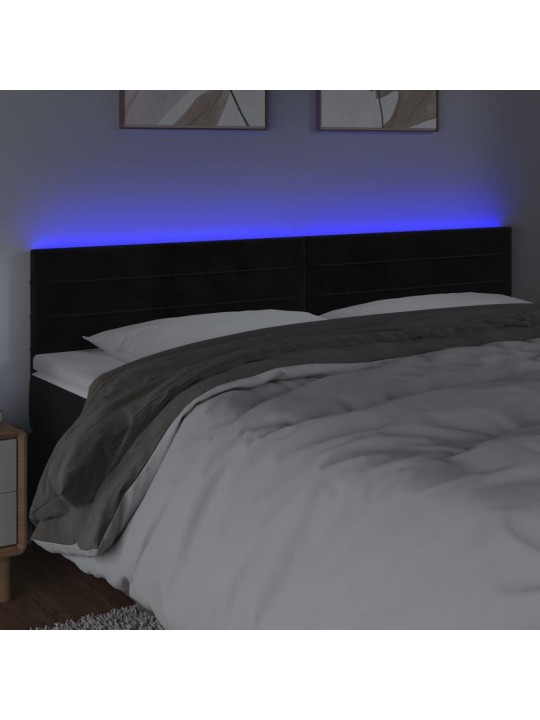 Čelo postele s LED černé 160x5x78/88 cm samet