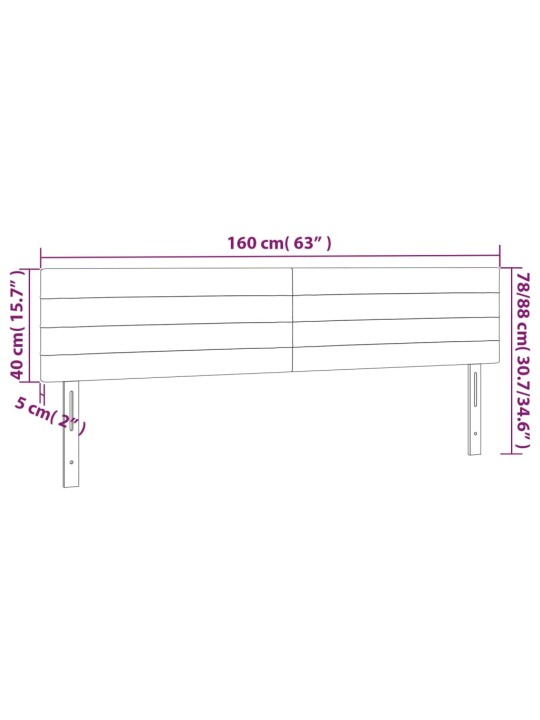 Čelo postele s LED černé 160x5x78/88 cm samet