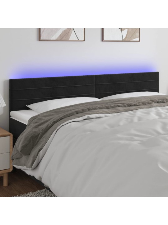 Čelo postele s LED černé 160x5x78/88 cm samet