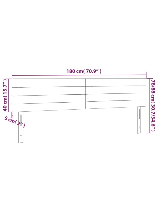 Čelo postele s LED černé 180x5x78/88 cm samet