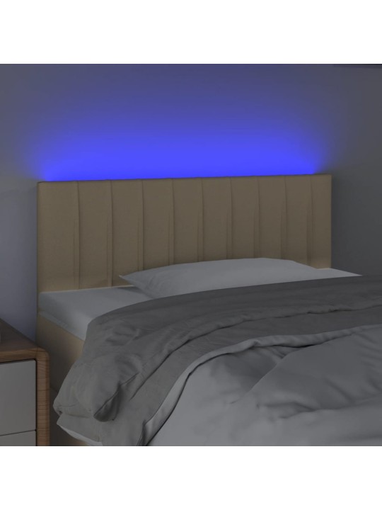 Čelo postele s LED krémové 80 x 5 x 78/88 cm textil