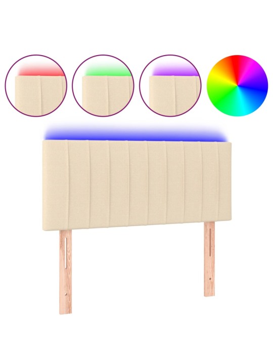 Čelo postele s LED krémové 90x5x78/88 cm textil