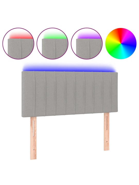 Čelo postele s LED světle šedé 100 x 5 x 78/88 cm textil