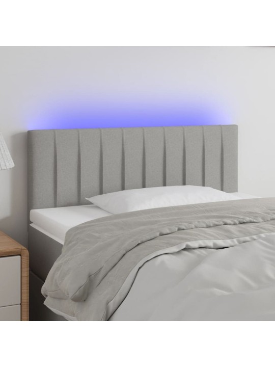 Čelo postele s LED světle šedé 100 x 5 x 78/88 cm textil