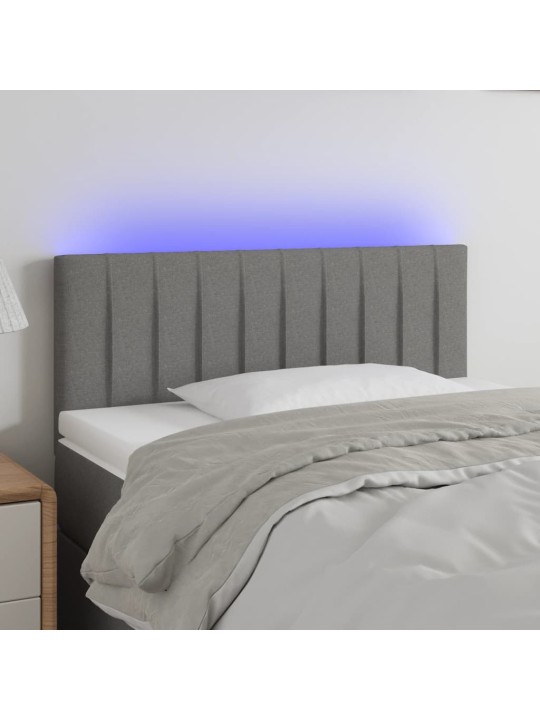 Čelo postele s LED tmavě šedé 100x5x78/88 cm textil