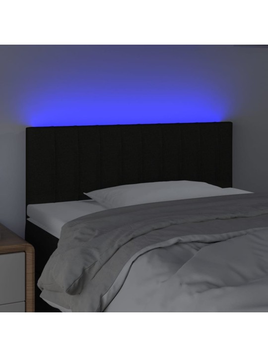 Čelo postele s LED černé 100x5x78/88 cm textil