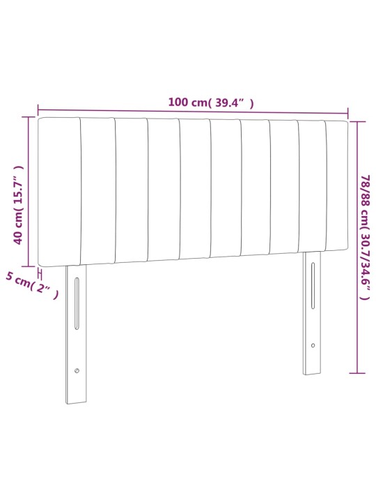 Čelo postele s LED černé 100x5x78/88 cm textil