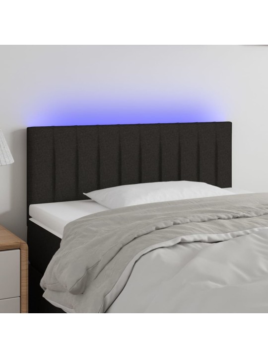 Čelo postele s LED černé 100x5x78/88 cm textil