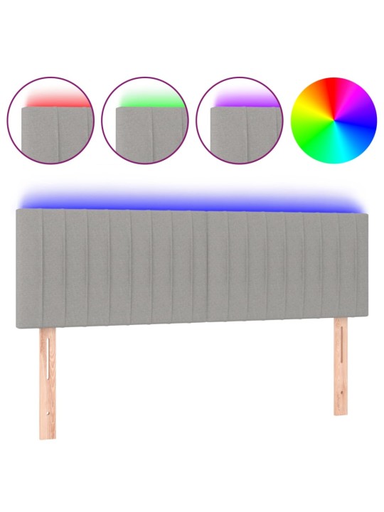 Čelo postele s LED světle šedé 144 x 5 x 78/88 cm textil