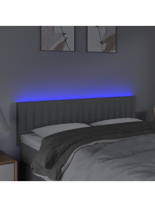 Čelo postele s LED světle šedé 144 x 5 x 78/88 cm textil