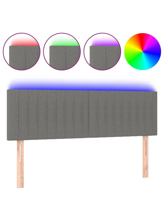 Čelo postele s LED tmavě šedé 144x5x78/88 cm textil
