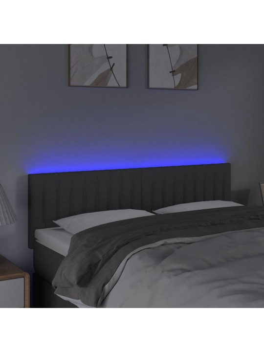 Čelo postele s LED tmavě šedé 144x5x78/88 cm textil