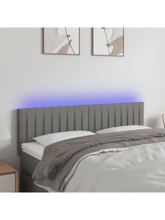 Čelo postele s LED tmavě šedé 144x5x78/88 cm textil