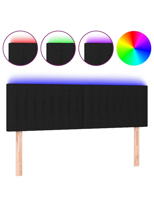 Čelo postele s LED černé 144x5x78/88 cm textil