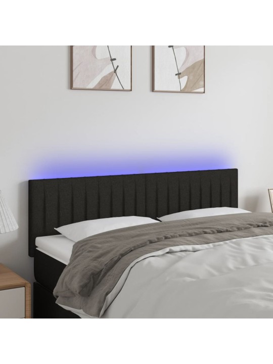 Čelo postele s LED černé 144x5x78/88 cm textil