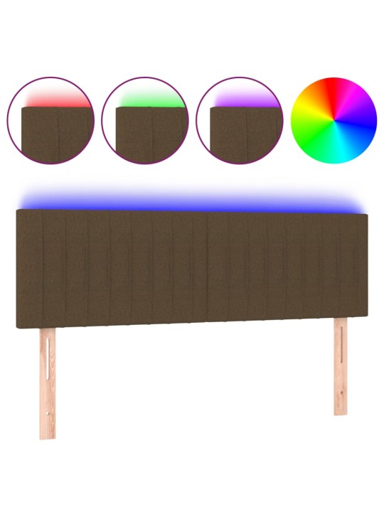 Čelo postele s LED tmavě hnědé 144x5x78/88 cm textil