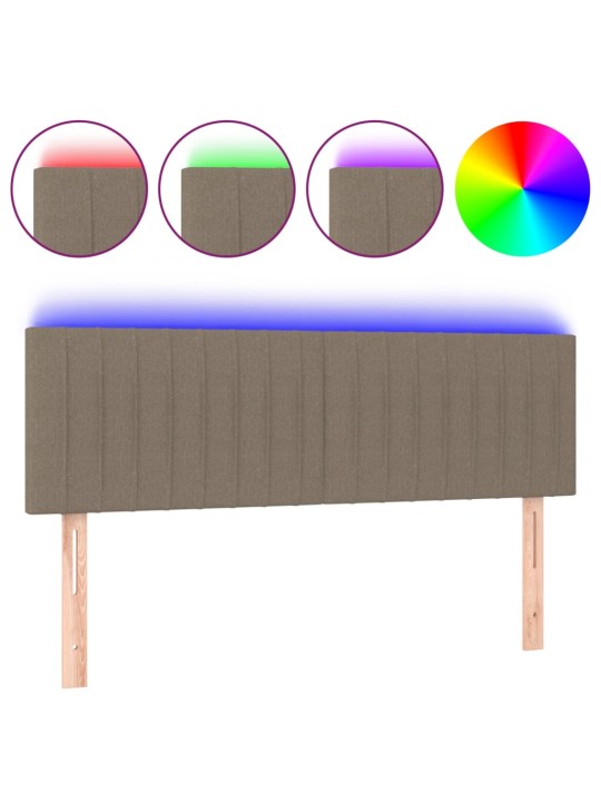 Čelo postele s LED taupe 144x5x78/88 cm textil