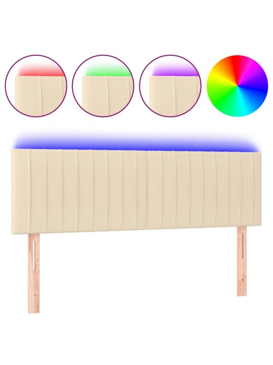 Čelo postele s LED krémové 144x5x78/88 cm textil