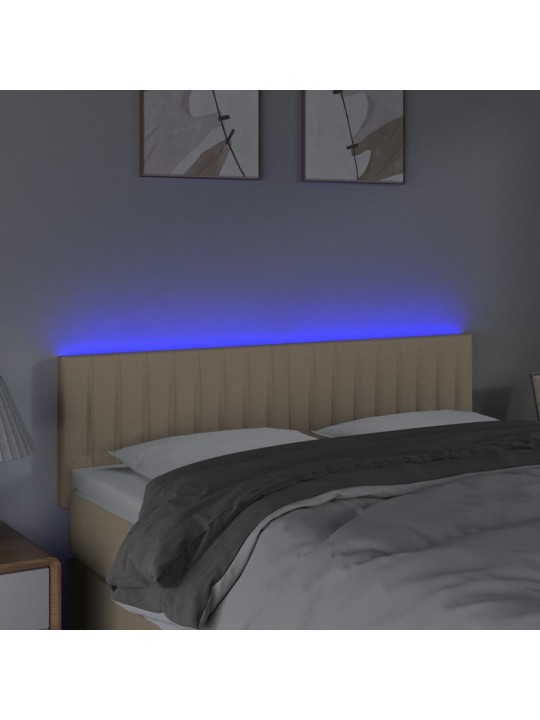 Čelo postele s LED krémové 144x5x78/88 cm textil